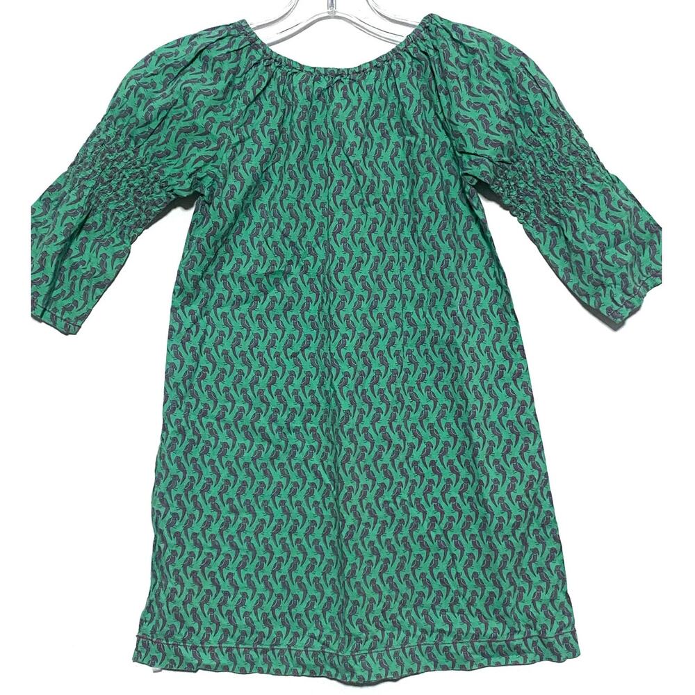 Peek Dress Girls S 4-5 Birds Print AOP Green Purple Hippie Retro Boho Tropical - Picture 3 of 6